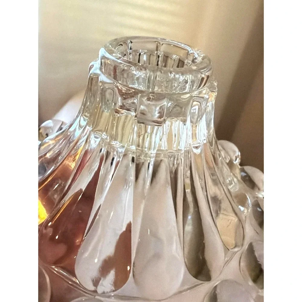 Vintage Candlesticks Set of 2 Clear Glass Hobnail Taper Holder Retro MCM